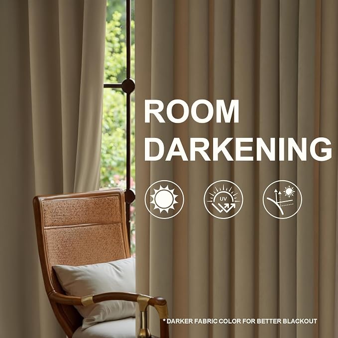 120 Inch Long Beige Velvet Curtains Elegant Luxury Boho Light Blocking Blackout - Image 8