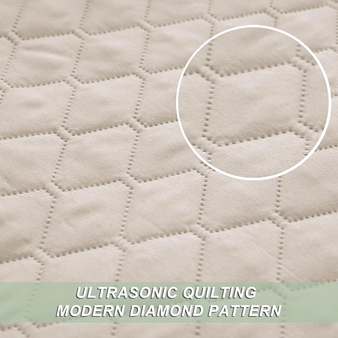 Exclusivo Mezcla Reversible Full Queen Quilt Bedding Set, Brich Beige | - Image 4