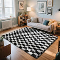 4x6 Black and White Rug for Bedroom, Fluffy Area Rugs Small Bedside Carpet | by Yongyangjuxi