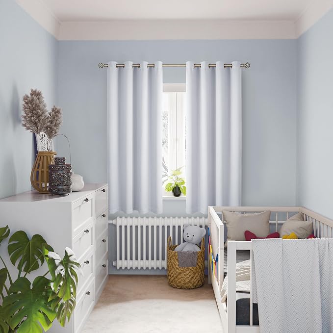 BGment Greyish White 100% Blackout Curtains - Image 2