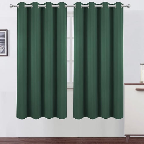 100% Blackout Curtains 52 x 72 Inch/Green Curtains 2 Panels - Image 2
