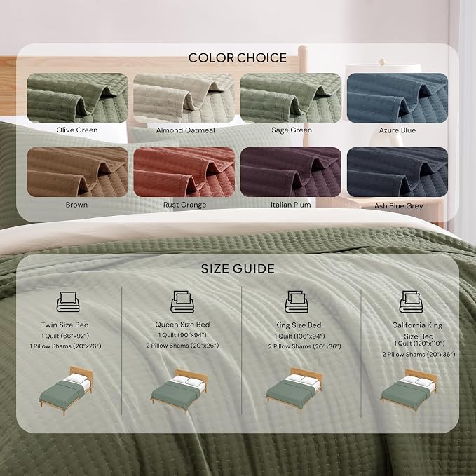 Queen Quilt Lightweight Bedspreads Oatmeal Queen Size Quilt Bedding Set | Soft - Image 8