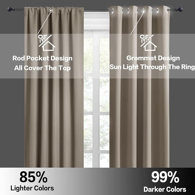 RYB HOME Short Sand Blackout Curtains - Image 5