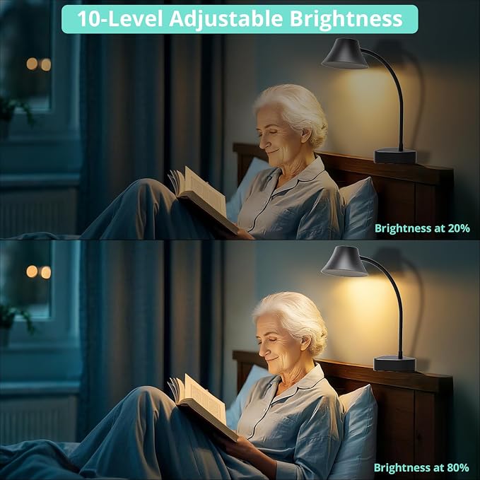 TONYFUL Bed Light for Headboard, Eye Care Reading Lamp, No Drilling Bed Light - Image 4