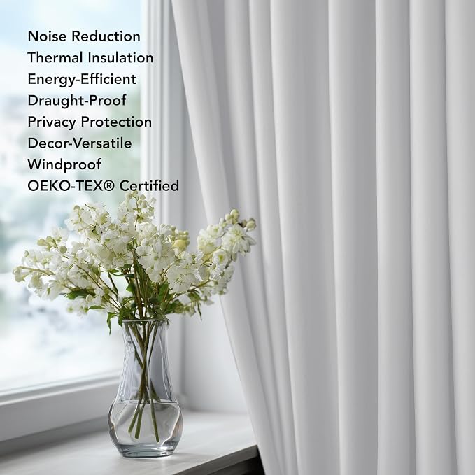 Deconovo Blackout Curtains for Bedroom and Living Room 54 Inches Long | Black - Image 4