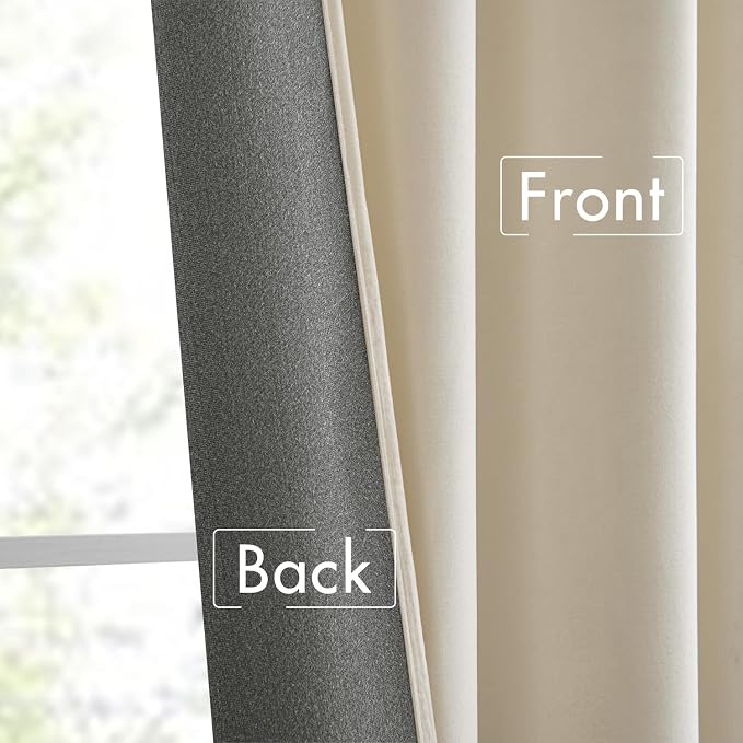 MIULEE Cream Beige Velvet Pinch Pleat Blackout Curtains W52 X L96 Inches | 2 - Image 6