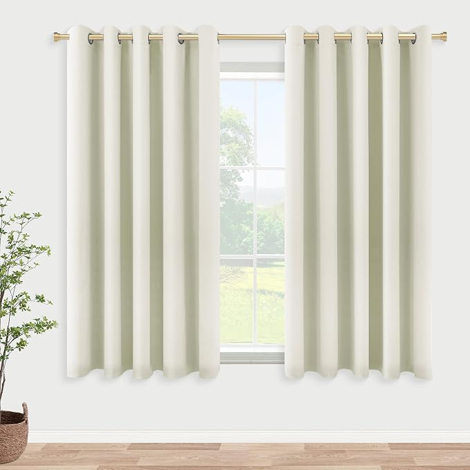 KOUFALL 60x48 Inch Curtains Length, Room Darkening 60-70% Blackout Black Out by KOUFALL