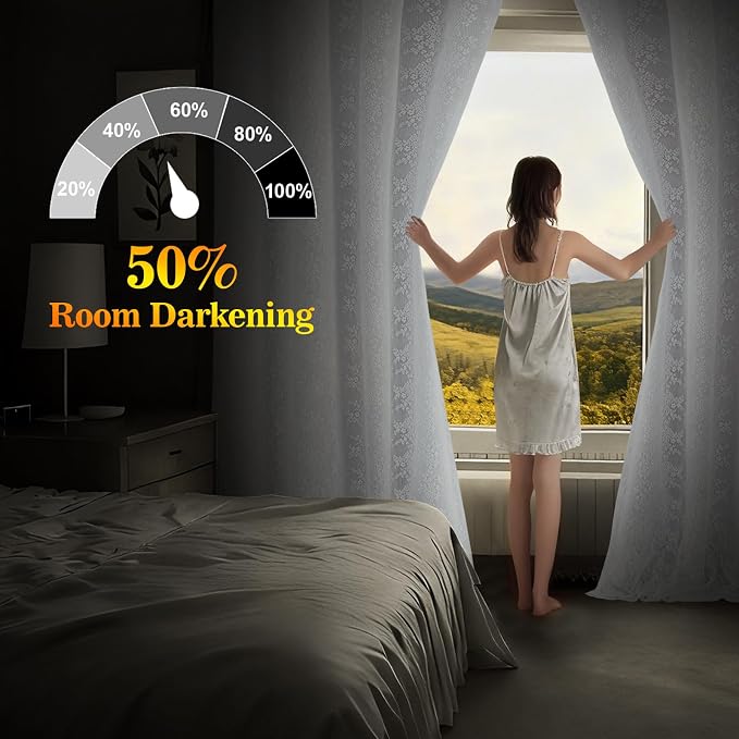 Yinhua White Curtains for Living Room Double Layer Blackout Curtains for - Image 3