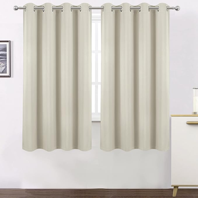 100% Blackout Curtains 52 x 72 Inch/Light Beige Curtains 2 Panels - Image 2