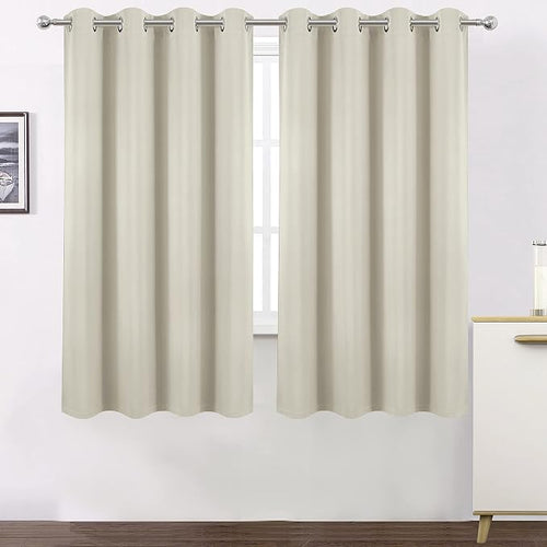 100% Blackout Curtains 52 x 72 Inch/Light Beige Curtains 2 Panels - Image 2