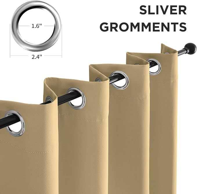 CUCRAF Beige Blackout Curtains 72 Inches Long, Thermal Insulated Noise Reducing - Image 2