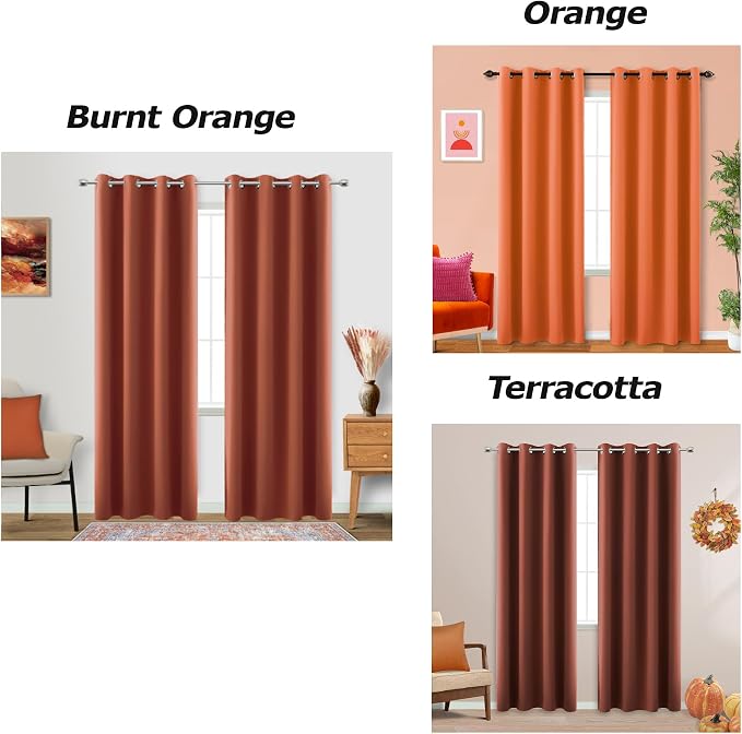 KOUFALL Burnt Orange Grommet Curtains 52x63 Inch Length - Image 3