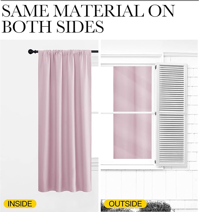 NICETOWN RV Blackout Curtains for Camper Windows, Baby Pink, Kitchen Short - Image 5