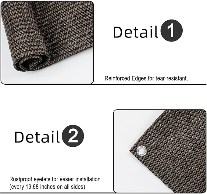 Custom Size 2.5'x26' Brown Balcony Privacy Screen 90% UV Block | Windscreen - Image 4
