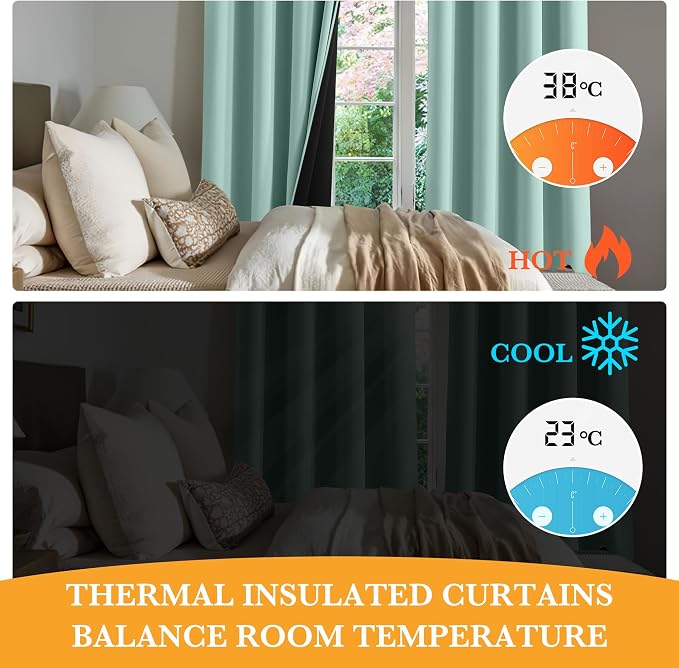 RYB HOME 100% Blackout Curtains 84 inches Length, Thermal Insulated Total Room - Image 5
