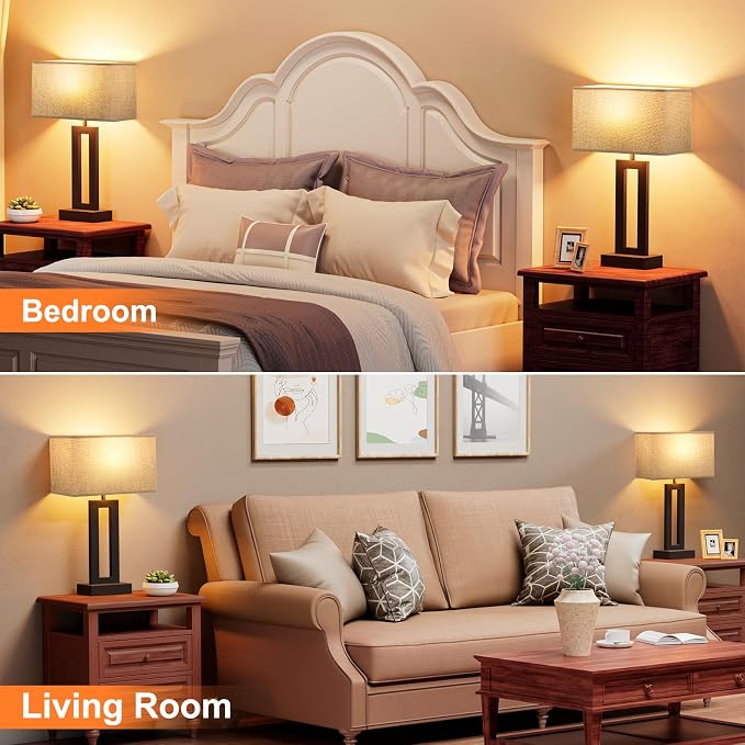 Seealle Nightstand Table Lamps for Bedrooms Set of 2 - Image 4