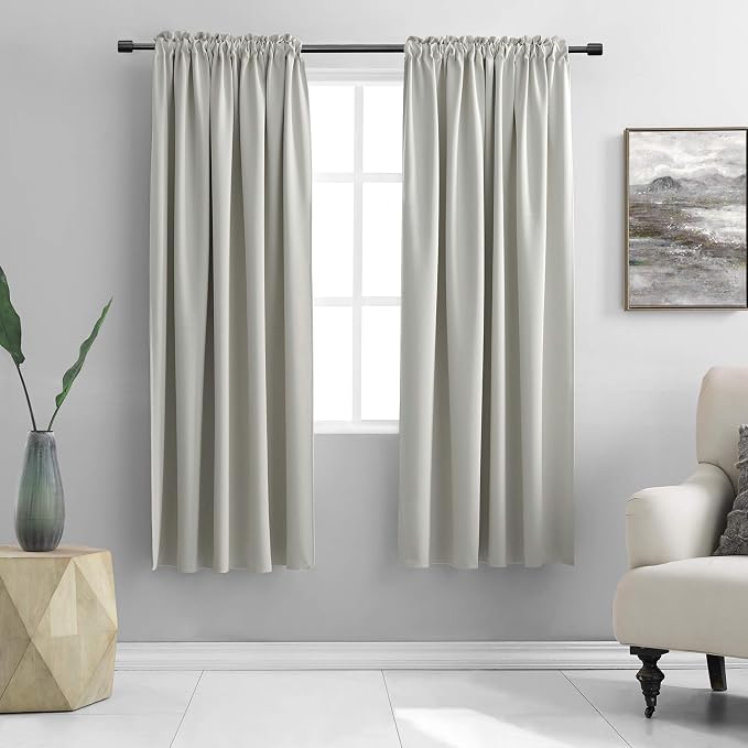 Light Grey Blackout Curtains for Bedroom -Thermal Insulated Window Treatment by DONREN