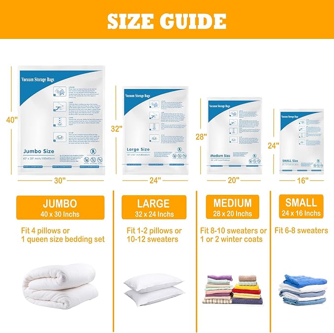 MEIQIHOME Vacuum Storage Bags, Space Saver Sealer Bags, Vacuum seal bags - Image 5