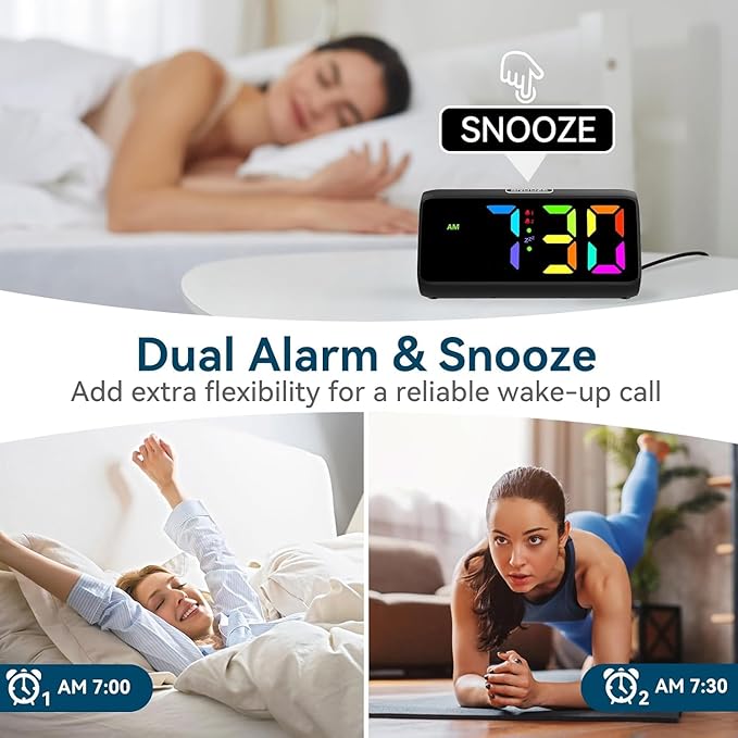 Loud Alarm Clock for Heavy Sleepers, RGB Alarm Clocks for Bedrooms Seniors Kids - Image 5