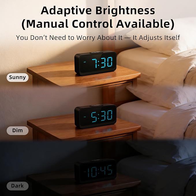 Battery Operated Small Alarm Clock: Compact Cordless Design | Digital Large - Image 6