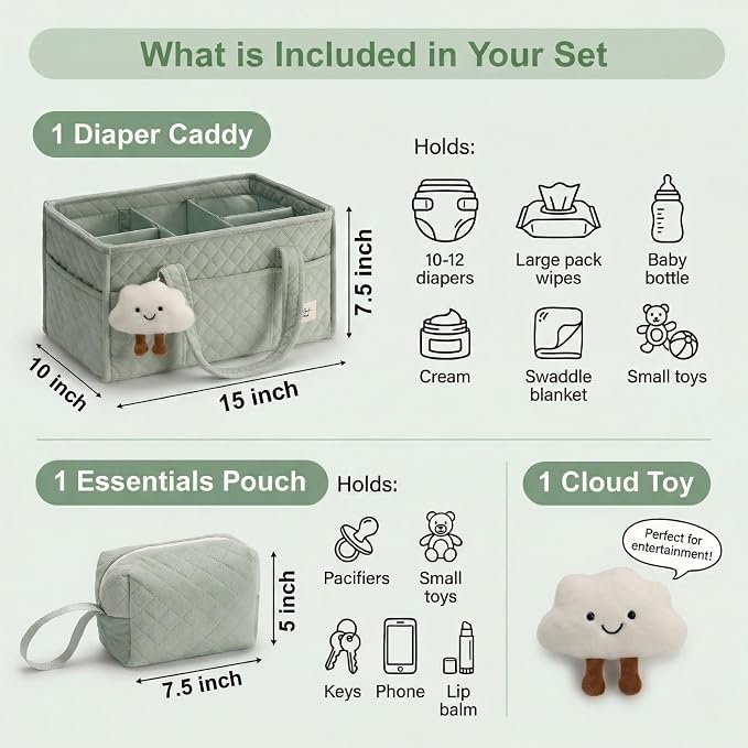 Baby Diaper Caddy Organizer, Baby Basket Shower Gift, Portable Changing Table - Image 7