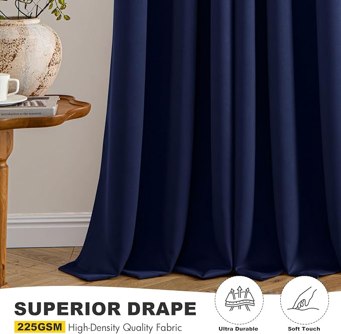 MIULEE Blackout Curtains for Bedroom 2 Panels 40 x 78 Inch Long Navy Blue | - Image 5