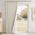 105 inch Long Natural Pinch Pleated 100% Blackout Curtains, Luxury Linen by Topfinel