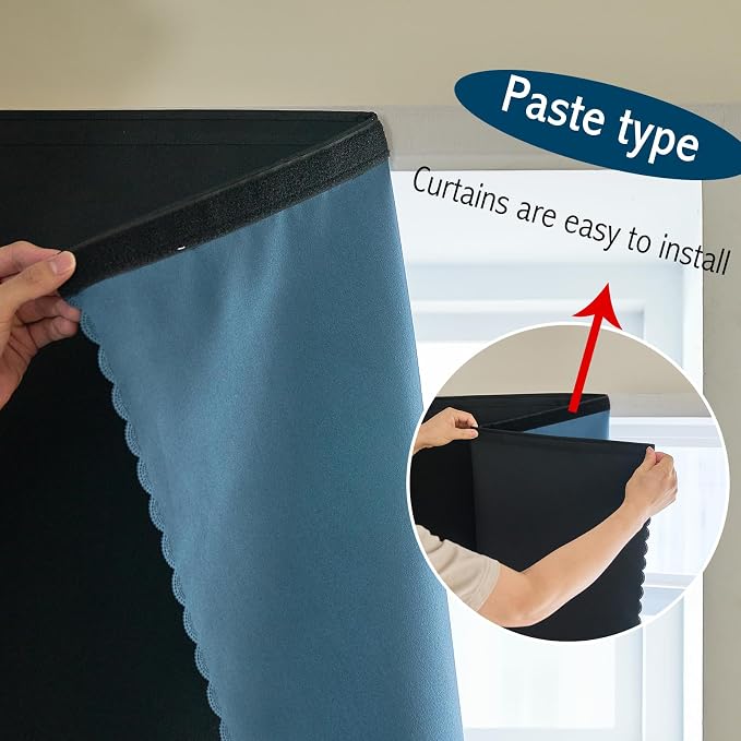 AJAZZ 100% Window Blinds Blackout Portable Black Out Curtains Adhesive Curtains - Image 7
