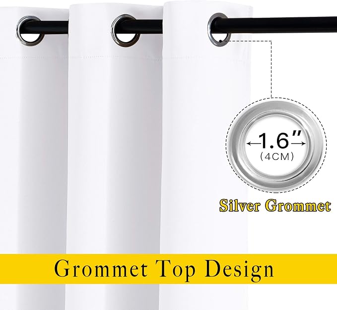 NICETOWN White Curtains for Living Room, Grommet 50% Blackout Thermal Insulated - Image 2
