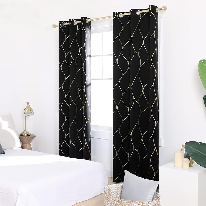 Deconovo Curtains for Living Room, Pattern Blackout Curtains 45 Inches Long | - Image 3
