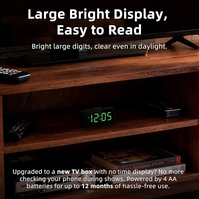 Battery Operated Small Alarm Clock: Compact Cordless Design | Digital Large - Image 5
