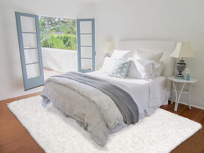 HOMORE Cream White Rugs for Living Room 6x9 Fluffy Area Rug Modern Shag Rugs - Image 7