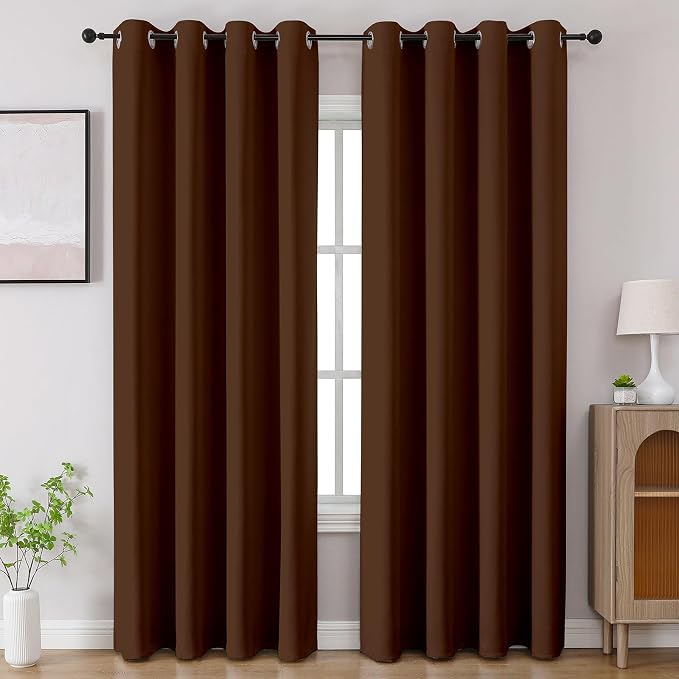 CUCRAF Brown Blackout Curtains 108 inch Length 2 Panels Set, Room Darkening by CUCRAF