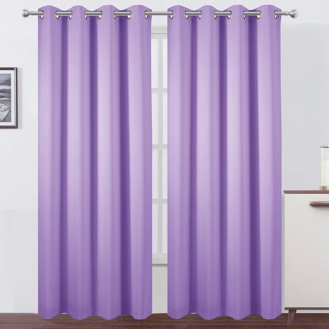 100% Blackout Curtains 52 x 95 Inch/Lavender Curtains 2 Panels - Image 2