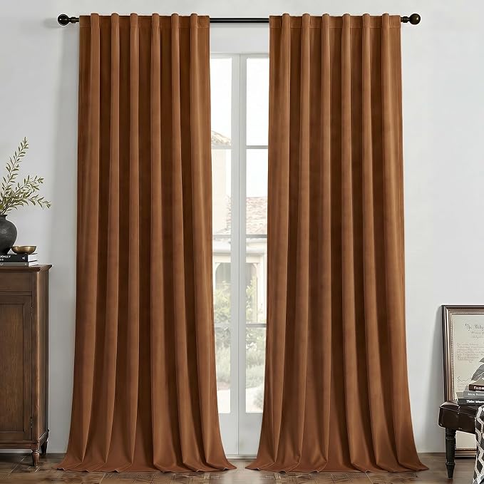 Joydeco 100% Blackout Curtains Velvet Black Out Curtain 96 Inch Drapes | by JOYDECO