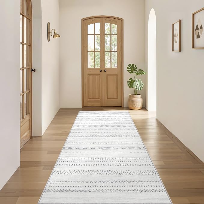 Nakagishi Boho 2x6 Runner Rug Machine Washable Rugs Non Slip Gray | Soft - Image 4