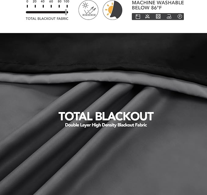 Deconovo 100% Blackout Curtains, Thermal Insulated Window Drapes, Noise - Image 7