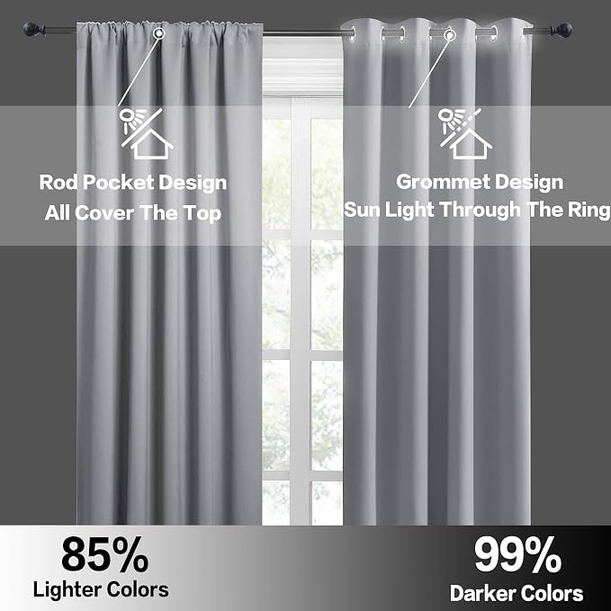 RYB HOME Blackout Curtains for Bedroom Living Room Nursery 72 inches Long | - Image 5