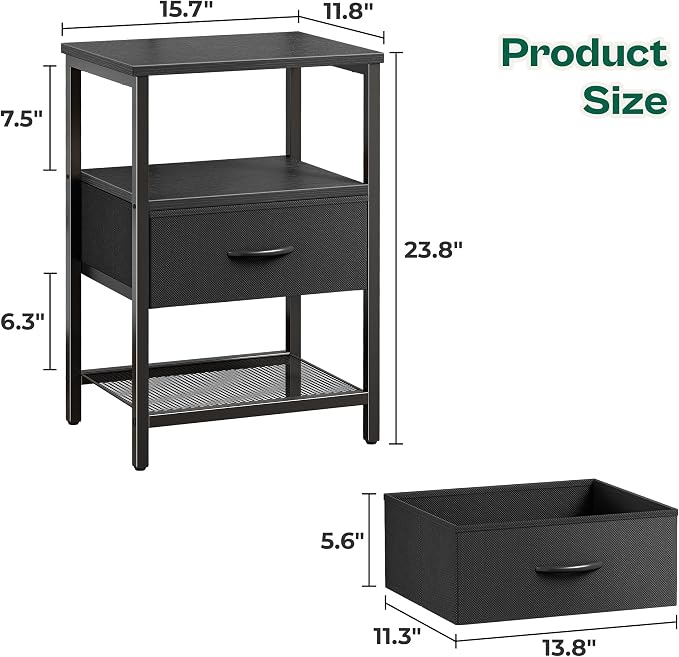 Huuger Nightstand Set of 2, Night Stand - Image 3