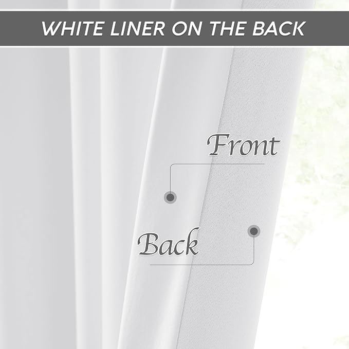 RYB HOME White Velvet Curtains 84 inch, 2 Layers Room Darkening Window Curtains - Image 4