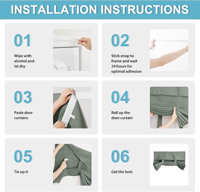 RYB HOME Adhesive Blackout Curtains 72 inches Long - Image 3
