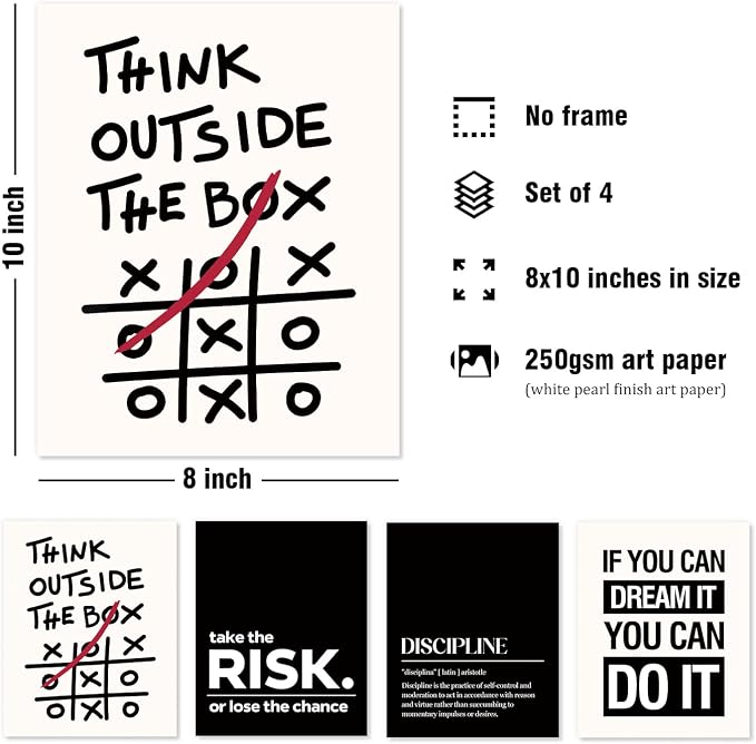DSHFG Office Motivational Inspirational Wall Art Prints Set of 4 | Motivational - Image 2