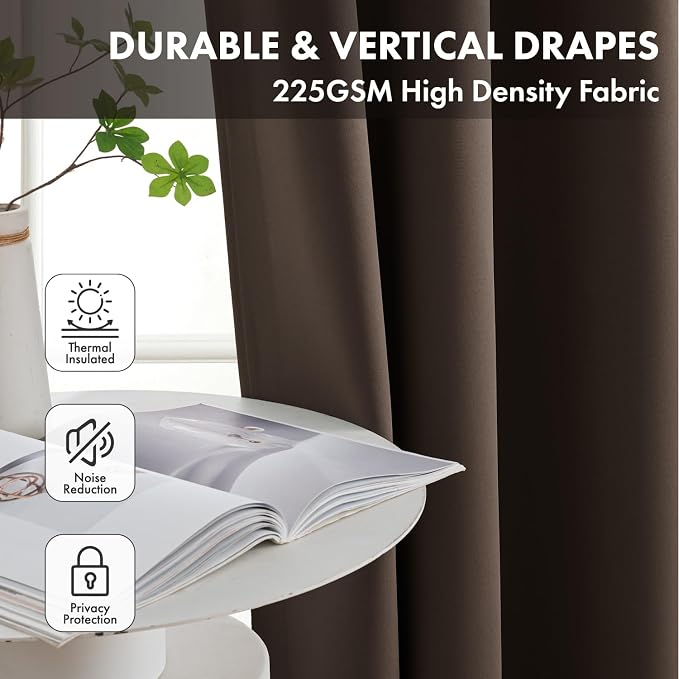 Short Chocolate Brown Blackout Kitchen Curtain W40 x L45 Inch | 2 Panels - Image 4