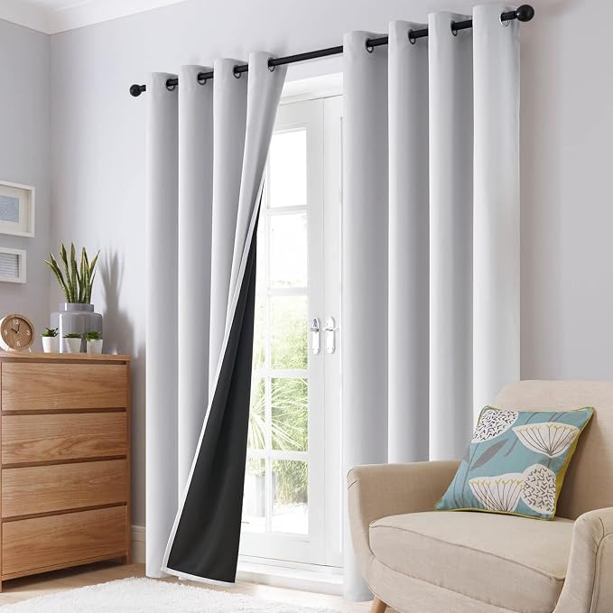 SimpleHome White 100% Blackout Curtains Room Darkening Living Room 84 Inch | - Image 8