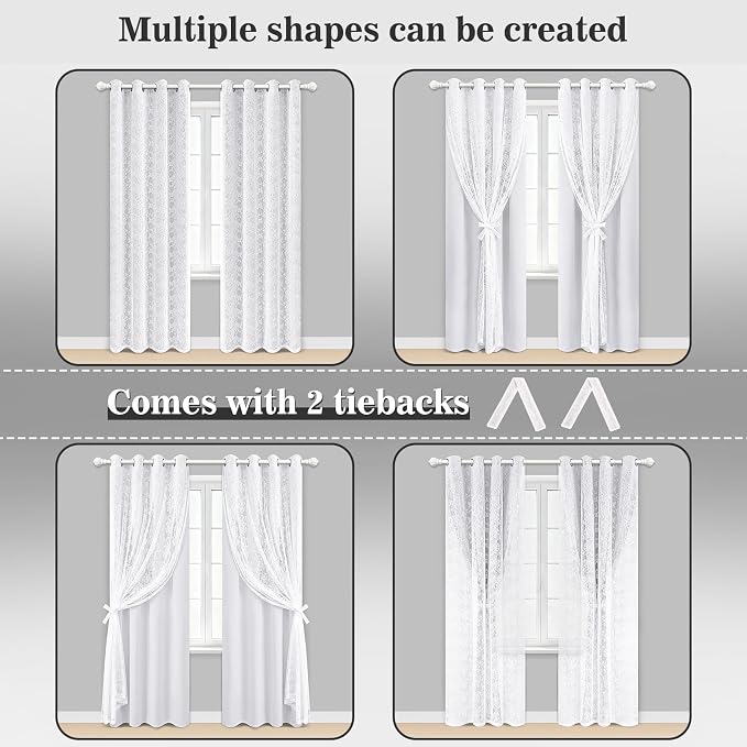 Yinhua Blackout Curtains for Living Room Double Layer Grey Curtains for Bedroom - Image 6