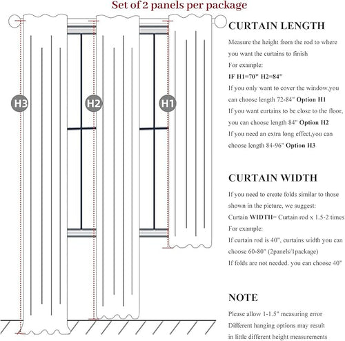 100% Blackout Curtains 84 Inch Length 2 Panels Set Farmhouse Style - Image 2