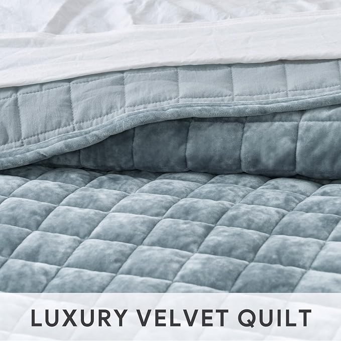 RECYCO Channel Box Stitch Velvet Quilt Set, Twin/Twin XL Size, Luxury Oversized - Image 4