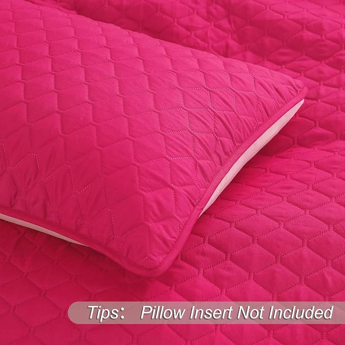 Exclusivo Mezcla Reversible King Size Quilt Bedding Set, Hot Pink | Lightweight - Image 5