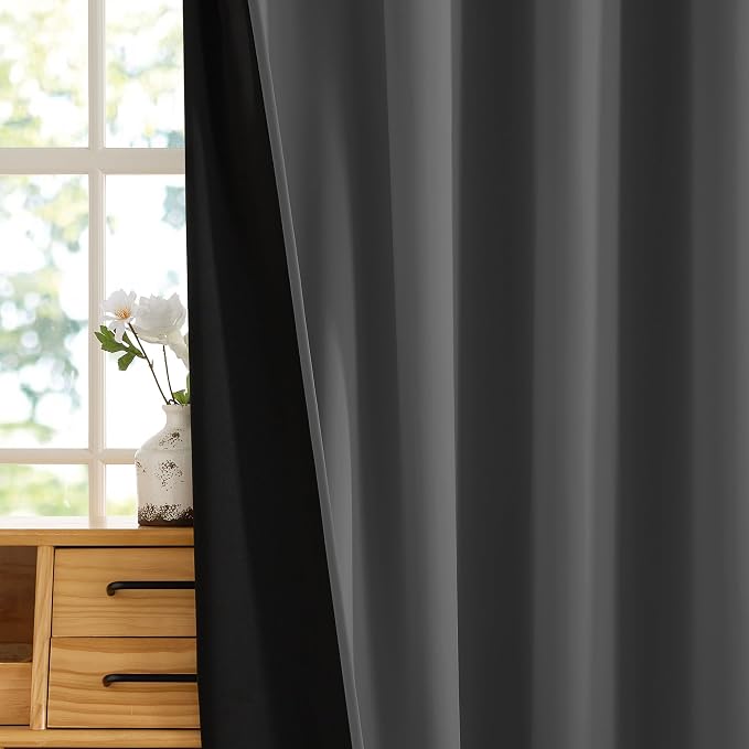 RYB HOME Grey Blackout Curtains 63 inches Length - Image 6