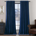 Extra Long Navy Blue Velvet Blackout Curtains 102 Inches Room Darkening | Black by AUSSPVOCT